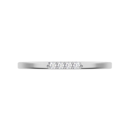 0.04 ct Round Cut Simulated Clear Diamond dainty Minimalist Stackable bar light simple 14K / 18K Solid White Gold everyday wedding band