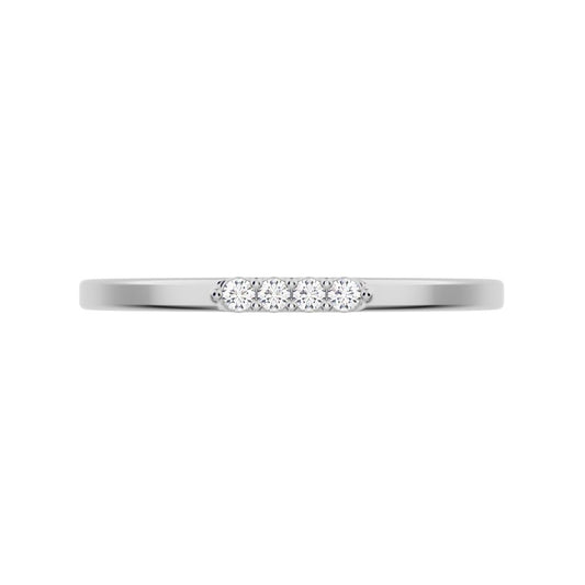 0.04 ct Round Cut Moissanite dainty Minimalist Stackable bar light simple 14K / 18K Solid White Gold everyday wedding band