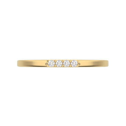 0.04 ct Round Cut Simulated Clear Diamond dainty Minimalist Stackable bar light simple 14K / 18K Solid Yellow Gold everyday wedding band