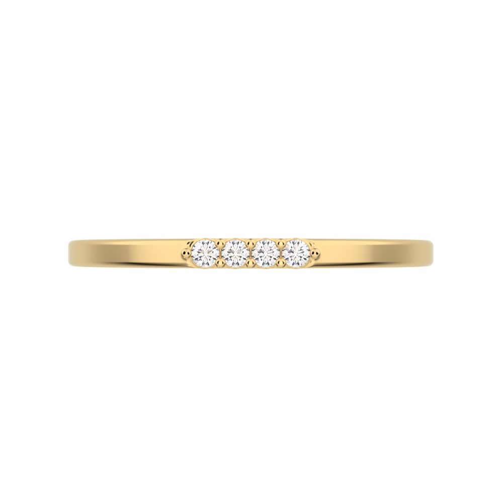 0.04 ct Round Cut Moissanite dainty Minimalist Stackable bar light simple 14K / 18K Solid Yellow Gold everyday wedding band