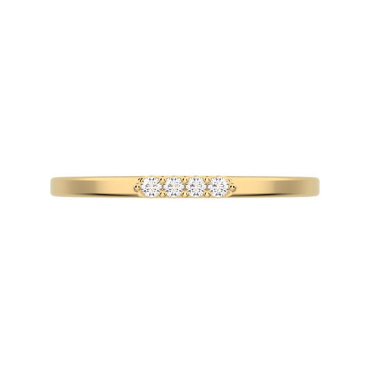 0.04 ct Round Cut Moissanite dainty Minimalist Stackable bar light simple 14K / 18K Solid Yellow Gold everyday wedding band