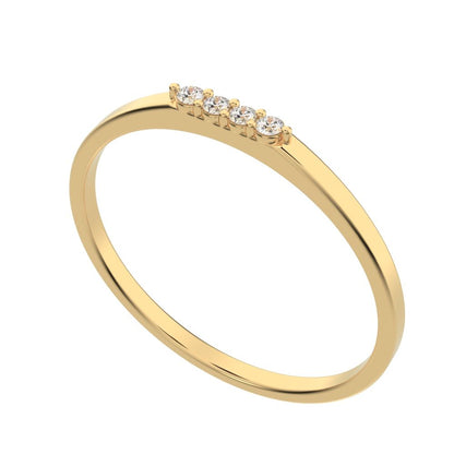 0.04 ct Round Cut Simulated Clear Diamond dainty Minimalist Stackable bar light simple 14K / 18K Solid Yellow Gold everyday wedding band