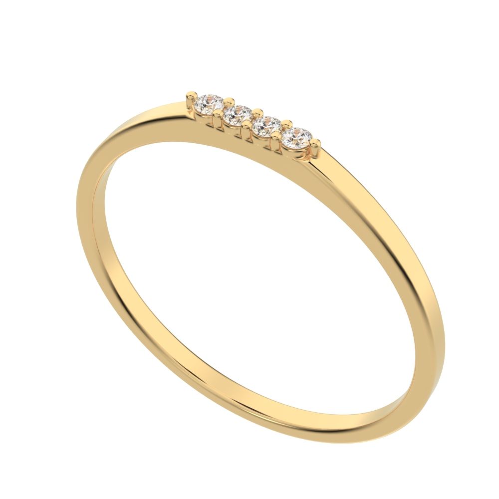 0.04 ct Round Cut Moissanite dainty Minimalist Stackable bar light simple 14K / 18K Solid Yellow Gold everyday wedding band