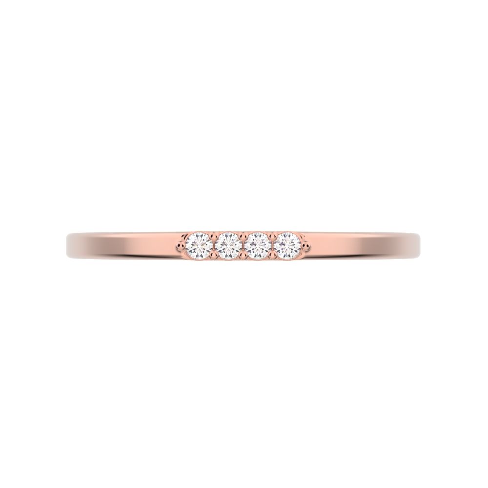 0.04 ct Round Cut Moissanite dainty Minimalist Stackable bar light simple 14K / 18K Solid Rose Gold everyday wedding band