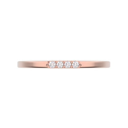 0.04 ct Round Cut Moissanite dainty Minimalist Stackable bar light simple 14K / 18K Solid Rose Gold everyday wedding band