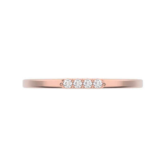 0.04 ct Round Cut Moissanite dainty Minimalist Stackable bar light simple 14K / 18K Solid Rose Gold everyday wedding band