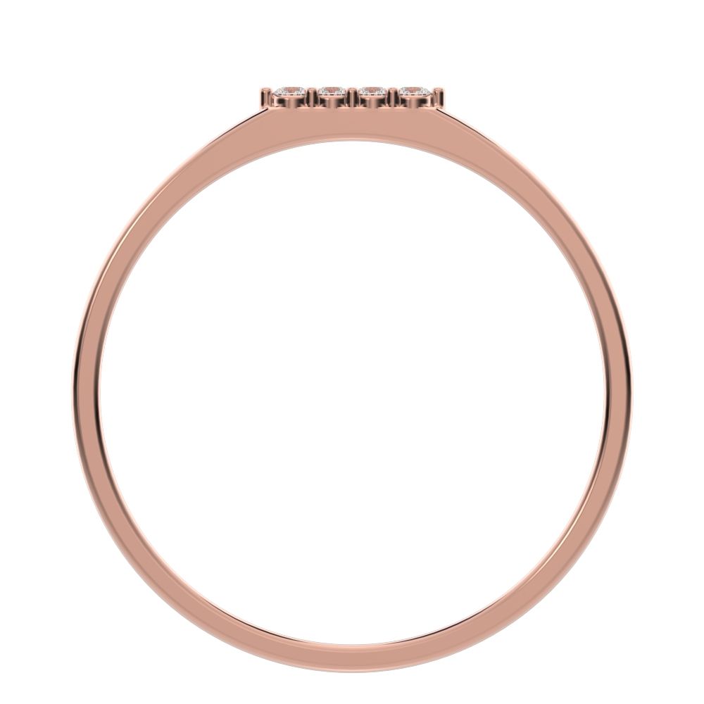 0.04 ct Round Cut Simulated Clear Diamond dainty Minimalist Stackable bar light simple 14K / 18K Solid Rose Gold everyday wedding band