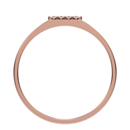 0.04 ct Round Cut Simulated Clear Diamond dainty Minimalist Stackable bar light simple 14K / 18K Solid Rose Gold everyday wedding band