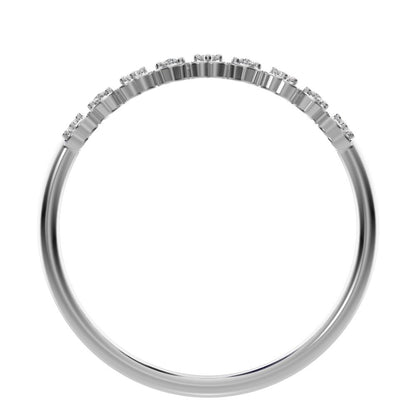 0.09 ct Round Cut Moissanite dainty Minimalist Stackable half eternity heart light 14K / 18K Solid White Gold everyday wedding band