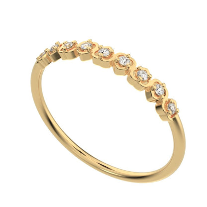 0.09Ct Round Cut Simulated Clear Diamond Minimalist Stackable half eternity heart light 14K / 18K Solid Yellow Gold everyday wedding band