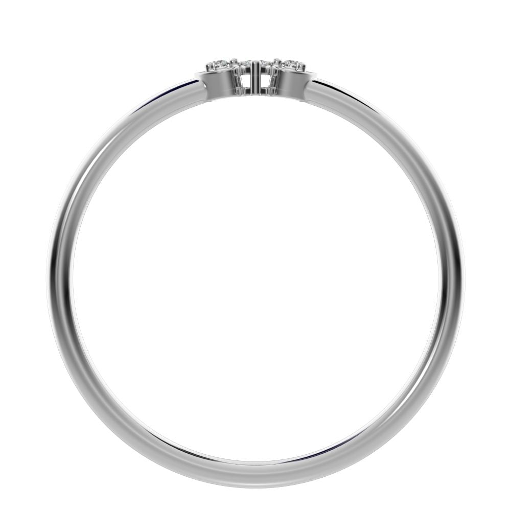 0.04Ct Round Cut Simulated Clear Diamond Minimalist 3 stone eye Stackable floral light 14K / 18K Solid White Gold everyday wedding band
