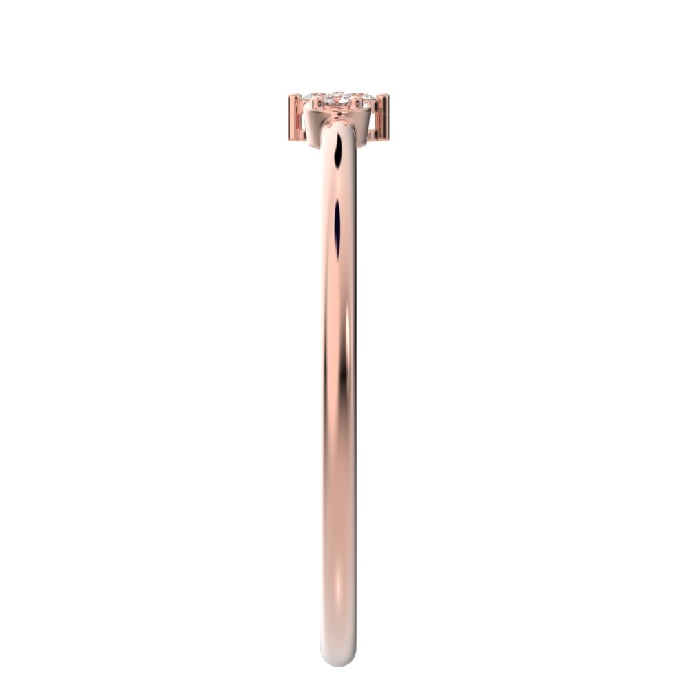 0.04Ct Round Cut Simulated Clear Diamond Minimalist 3 stone eye Stackable floral light 14K / 18K Solid Rose Gold everyday wedding band