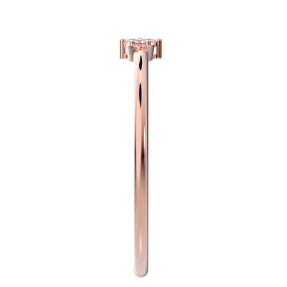 0.04 ct Round Cut Moissanite dainty Minimalist 3 stone eye Stackable floral light 14K / 18K Solid Rose Gold everyday wedding band