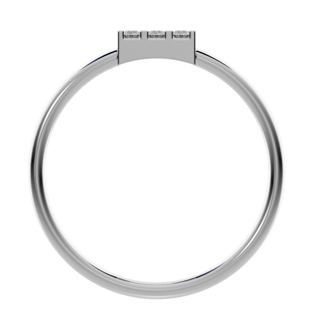 0.12 ct Round Cut Moissanite dainty Minimalist Rectangle square cluster light 14K / 18K Solid White Gold everyday ring
