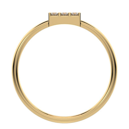 0.12 ct Round Cut Moissanite dainty Minimalist Rectangle square cluster light 14K / 18K Solid Yellow Gold everyday ring
