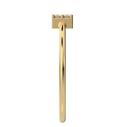 0.12 ct Round Cut Moissanite dainty Minimalist Rectangle square cluster light 14K / 18K Solid Yellow Gold everyday ring