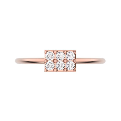 0.12 ct Round Cut Moissanite dainty Minimalist Rectangle square cluster light 14K / 18K Solid Rose Gold everyday ring