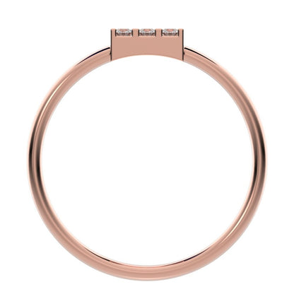 0.12 ct Round Cut Simulated Clear Diamond dainty Minimalist Rectangle square cluster light 14K / 18K Solid Rose Gold everyday ring