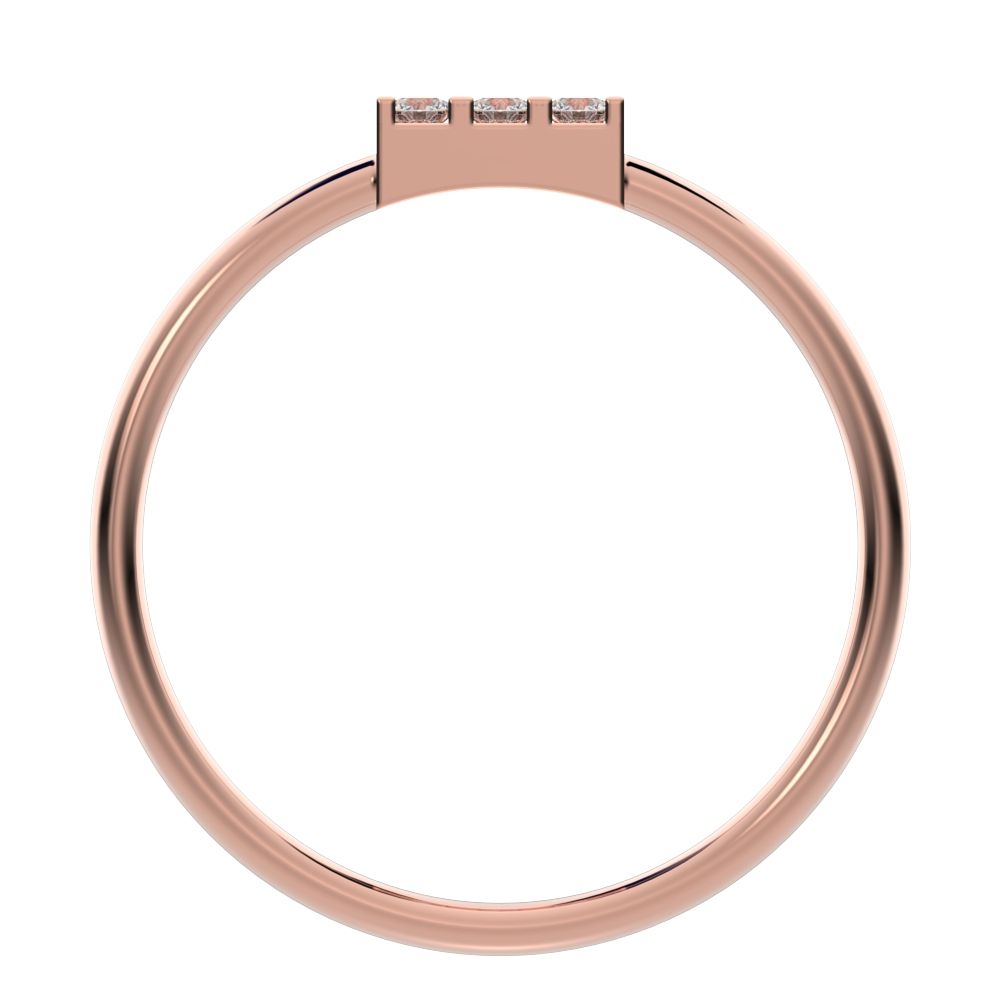 0.12 ct Round Cut Moissanite dainty Minimalist Rectangle square cluster light 14K / 18K Solid Rose Gold everyday ring