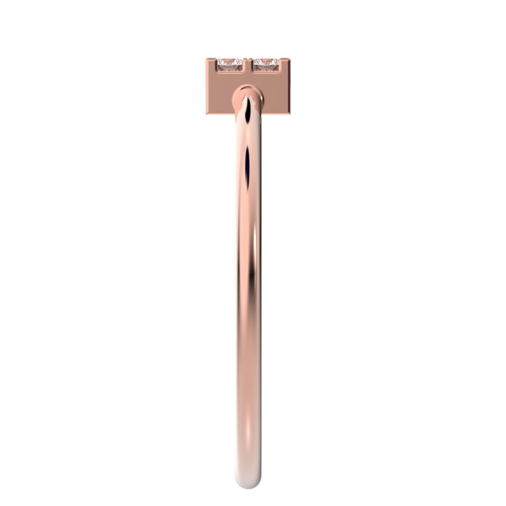 0.12 ct Round Cut Simulated Clear Diamond dainty Minimalist Rectangle square cluster light 14K / 18K Solid Rose Gold everyday ring