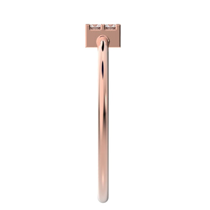 0.12 ct Round Cut Simulated Clear Diamond dainty Minimalist Rectangle square cluster light 14K / 18K Solid Rose Gold everyday ring