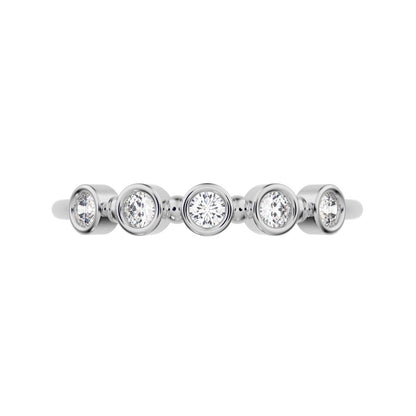 0.15Ct Round Cut Simulated Clear Diamond Minimalist Half Eternity bezel Stackable knot 14K / 18K Solid White Gold everyday wedding band