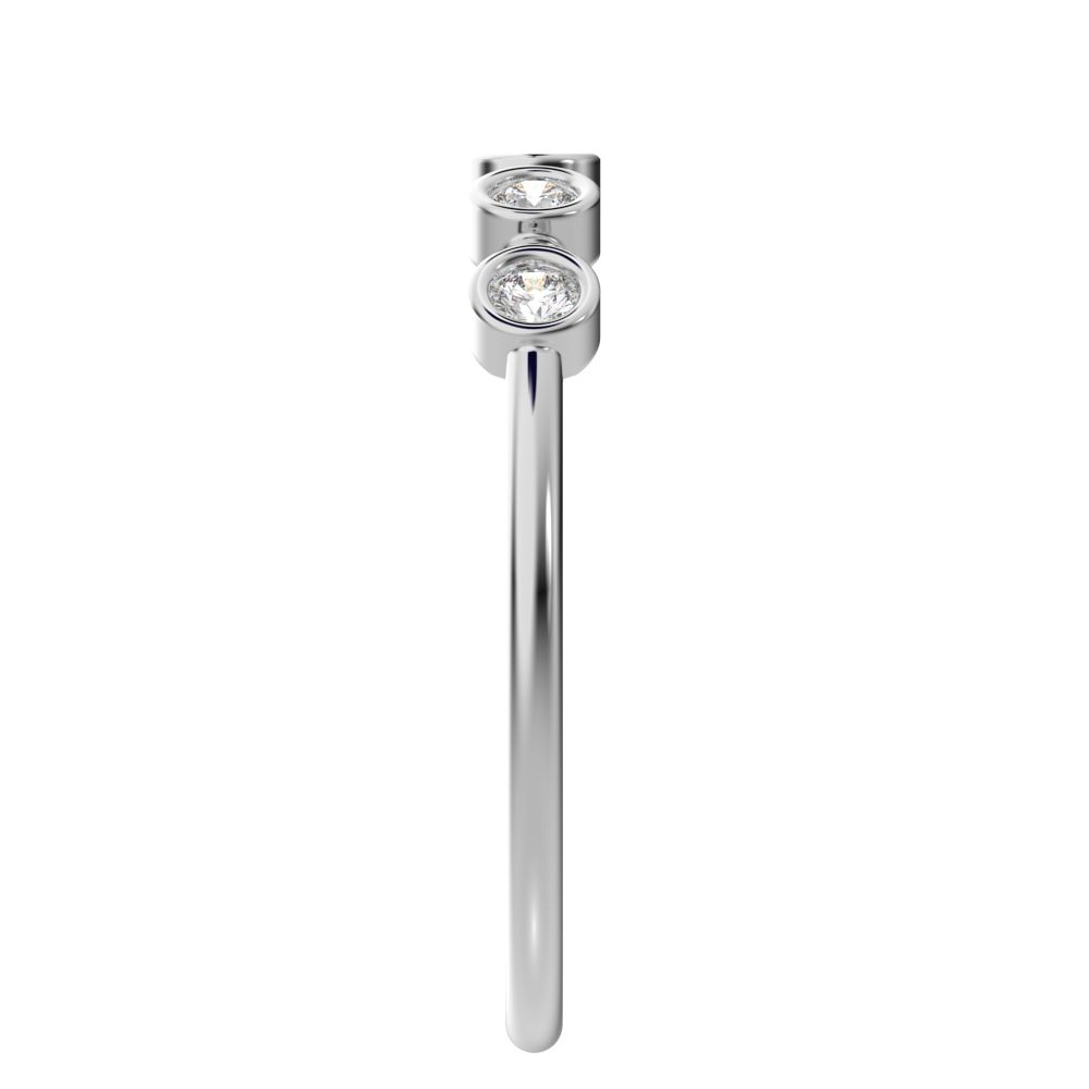 0.15Ct Round Cut Simulated Clear Diamond Minimalist Half Eternity bezel Stackable knot 14K / 18K Solid White Gold everyday wedding band
