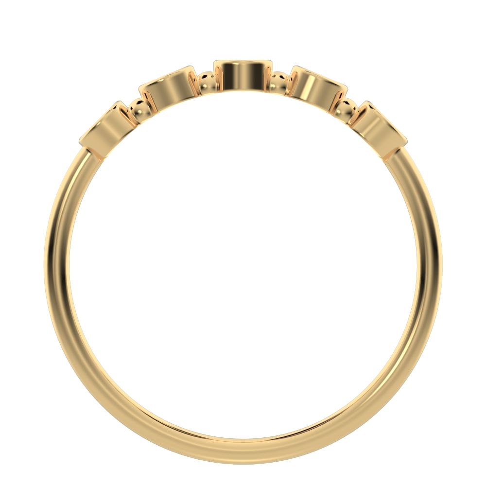 0.15Ct Round Cut Simulated Clear Diamond Minimalist Half Eternity bezel Stackable knot 14K / 18K Solid Yellow Gold everyday wedding band