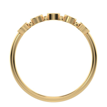 0.15 ct Round Cut Moissanite dainty Minimalist Half Eternity bezel Stackable knot 14K / 18K Solid Yellow Gold everyday wedding band