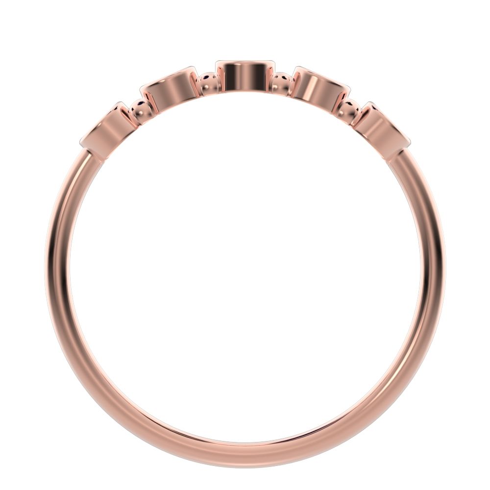 0.15 ct Round Cut Moissanite dainty Minimalist Half Eternity bezel Stackable knot 14K / 18K Solid Rose Gold everyday wedding band
