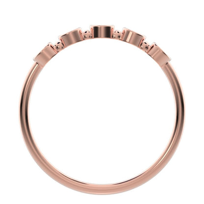 0.15 ct Round Cut Moissanite dainty Minimalist Half Eternity bezel Stackable knot 14K / 18K Solid Rose Gold everyday wedding band