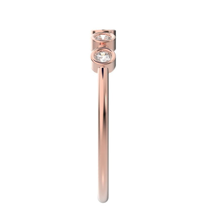 0.15 ct Round Cut Moissanite dainty Minimalist Half Eternity bezel Stackable knot 14K / 18K Solid Rose Gold everyday wedding band