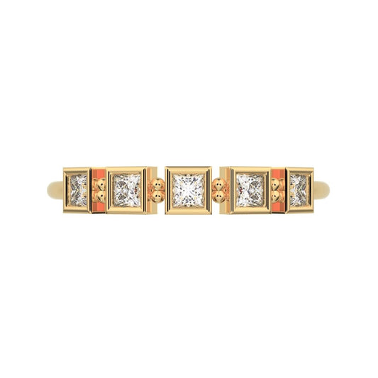 0.3 ct Princess Cut Moissanite dainty Minimalist half eternity square Stackable light 14K / 18K Solid Yellow Gold everyday wedding band