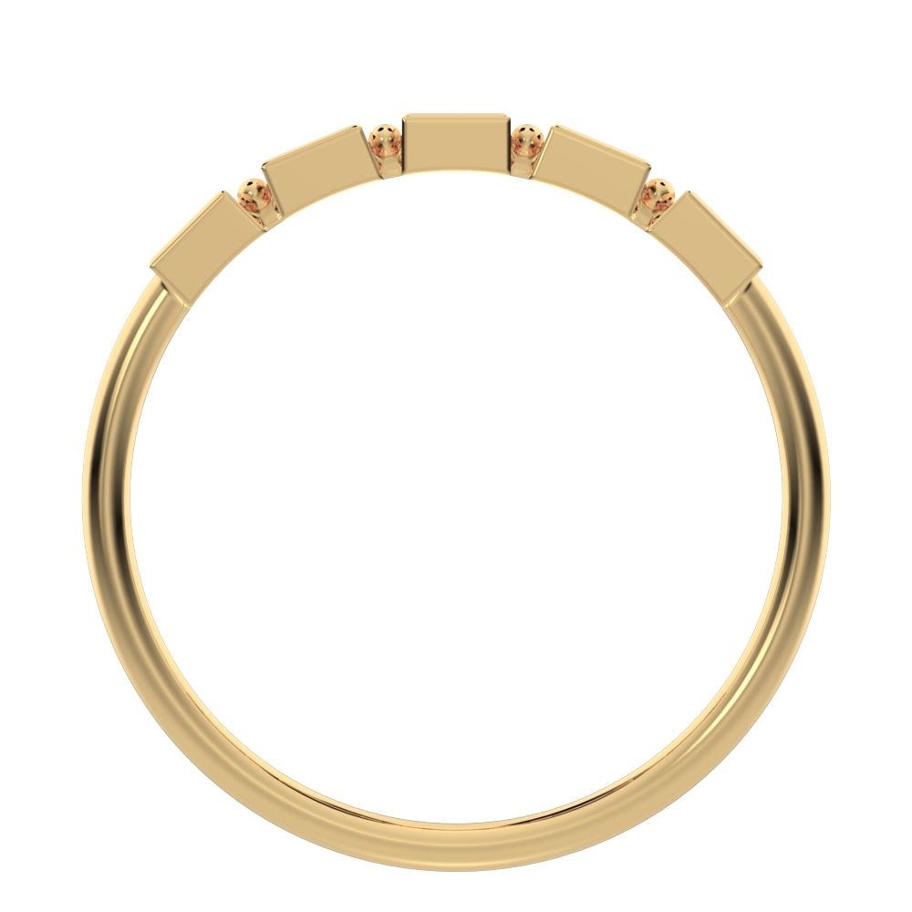 0.3Ct Princess Cut Simulated Clear Diamond Minimalist half eternity square Stackable 14K / 18K Solid Yellow Gold everyday wedding band