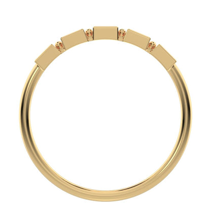 0.3Ct Princess Cut Simulated Clear Diamond Minimalist half eternity square Stackable 14K / 18K Solid Yellow Gold everyday wedding band