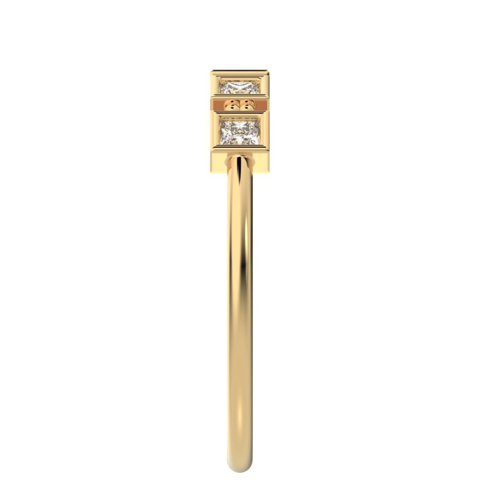 0.3 ct Princess Cut Moissanite dainty Minimalist half eternity square Stackable light 14K / 18K Solid Yellow Gold everyday wedding band