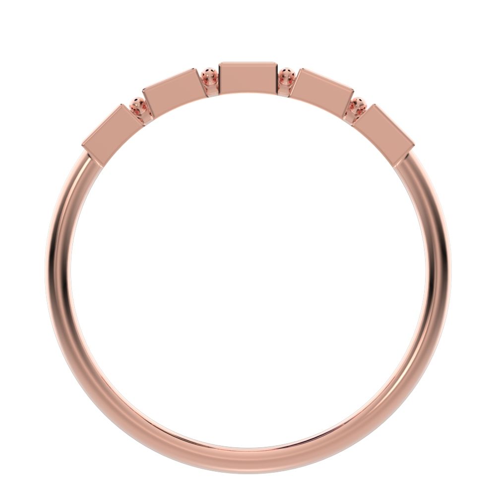 0.3Ct Princess Cut Simulated Clear Diamond dainty Minimalist half eternity square Stackable 14K / 18K Solid Rose Gold everyday wedding band