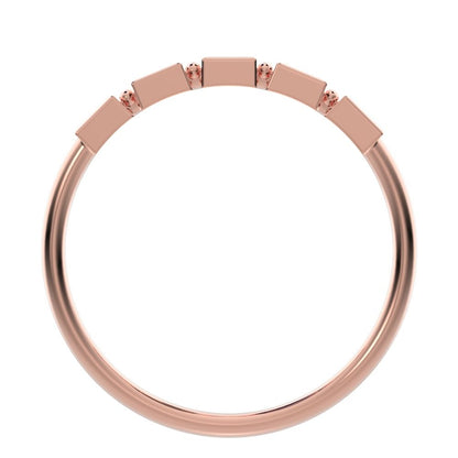 0.3 ct Princess Cut Moissanite dainty Minimalist half eternity square Stackable light 14K / 18K Solid Rose Gold everyday wedding band