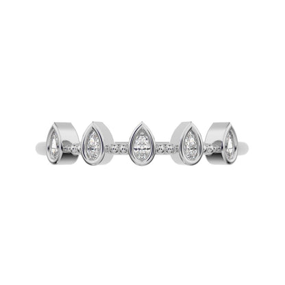 0.4 ct Pear Cut Simulated Clear Diamond dainty Minimalist half eternity eye Stackable knot 14K / 18K Solid White Gold everyday wedding band