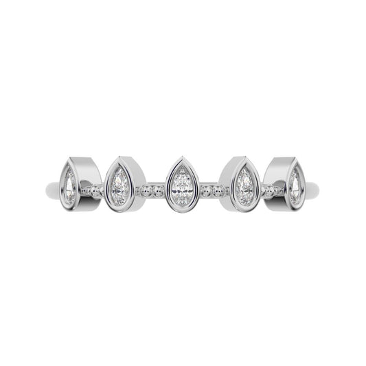 0.4 ct Pear Cut Simulated Clear Diamond dainty Minimalist half eternity eye Stackable knot 14K / 18K Solid White Gold everyday wedding band
