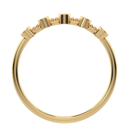0.4 ct Pear Cut Moissanite dainty Minimalist half eternity eye Stackable knot 14K / 18K Solid Yellow Gold everyday wedding band