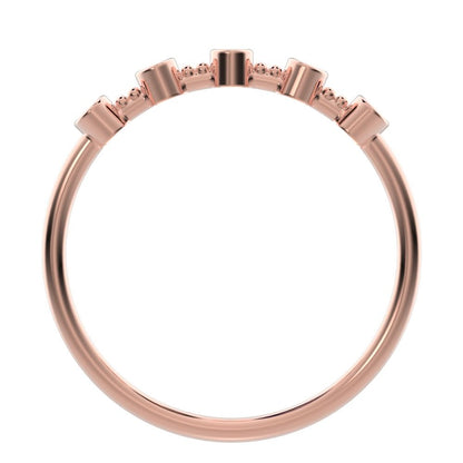 0.4 ct Pear Cut Moissanite dainty Minimalist half eternity eye Stackable knot 14K / 18K Solid Rose Gold everyday wedding band