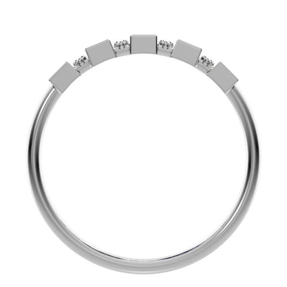 0.25Ct Baguette Cut Simulated Clear Diamond Minimalist half eternity eye Stackable square 14K / 18K Solid White Gold everyday wedding band