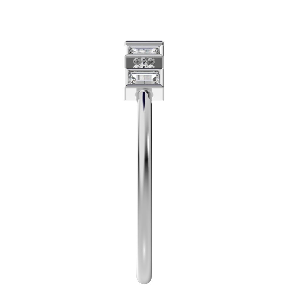 0.25Ct Baguette Cut Simulated Clear Diamond Minimalist half eternity eye Stackable square 14K / 18K Solid White Gold everyday wedding band