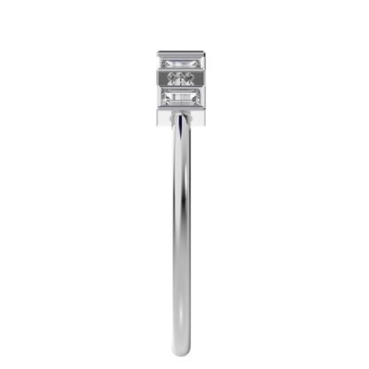 0.25Ct Baguette Cut Simulated Clear Diamond Minimalist half eternity eye Stackable square 14K / 18K Solid White Gold everyday wedding band