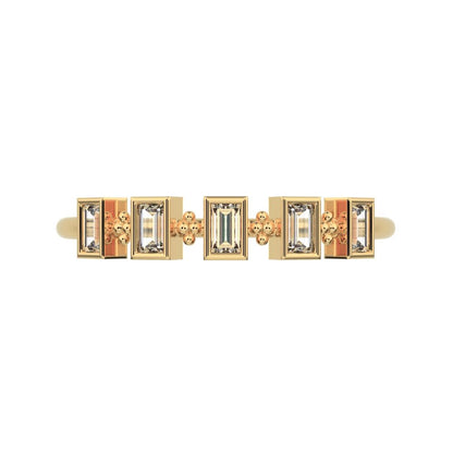 0.25 ct Baguette Cut Moissanite dainty Minimalist half eternity eye Stackable square 14K / 18K Solid Yellow Gold everyday wedding band