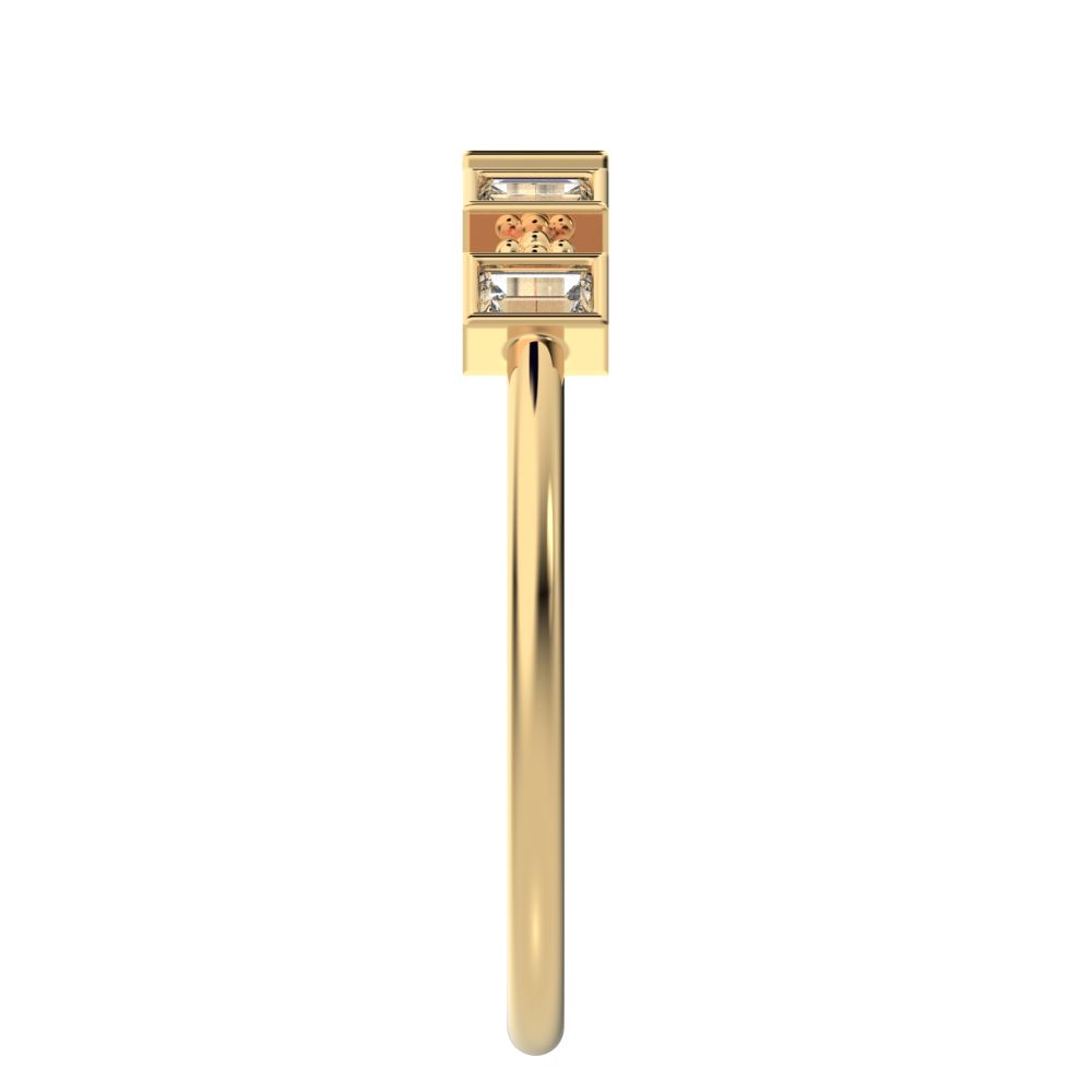 0.25 ct Baguette Cut Moissanite dainty Minimalist half eternity eye Stackable square 14K / 18K Solid Yellow Gold everyday wedding band