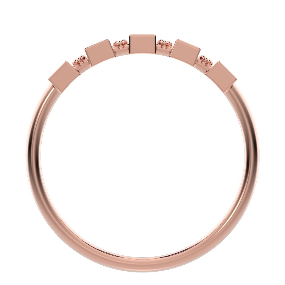 0.25Ct Baguette Cut Simulated Clear Diamond Minimalist half eternity eye Stackable square 14K / 18K Solid Rose Gold everyday wedding band