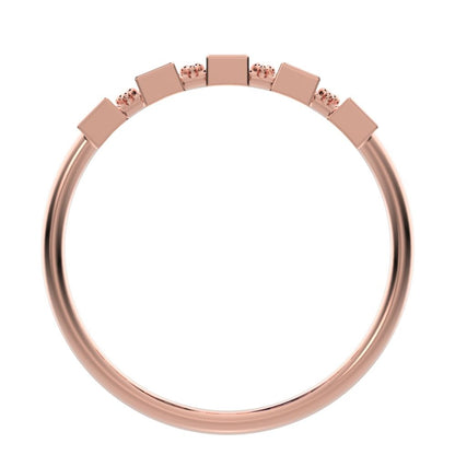 0.25Ct Baguette Cut Simulated Clear Diamond Minimalist half eternity eye Stackable square 14K / 18K Solid Rose Gold everyday wedding band