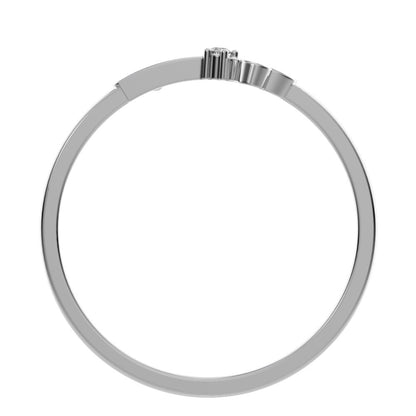0.025 ct Round Cut Simulated Clear Diamond dainty Minimalist Floral Petal Nature light 14K / 18K Solid White Gold everyday wedding band
